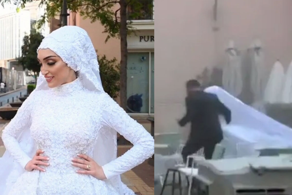 Video: la novia que fue sorprendida por la explosión en Beirut Video: la novia que fue sorprendida por la explosión en Beirut