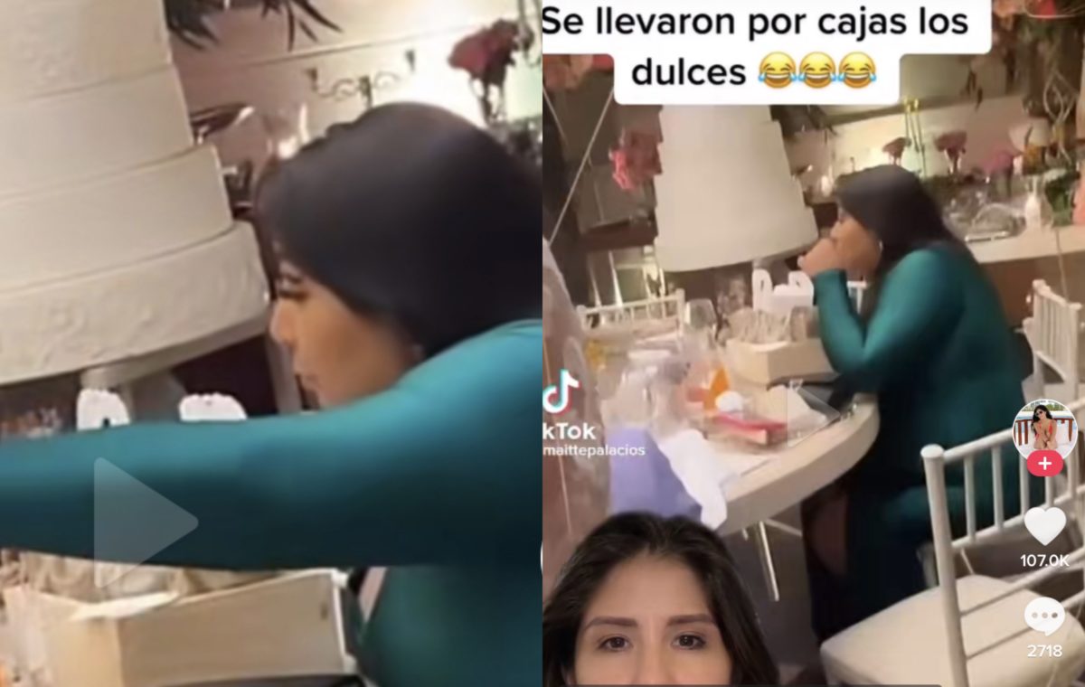 Invitada arrasa con los dulces en una boda Invitada arrasa con los dulces en una boda