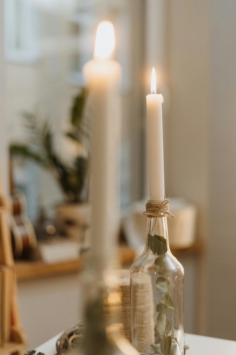 botellas como centro de mesa