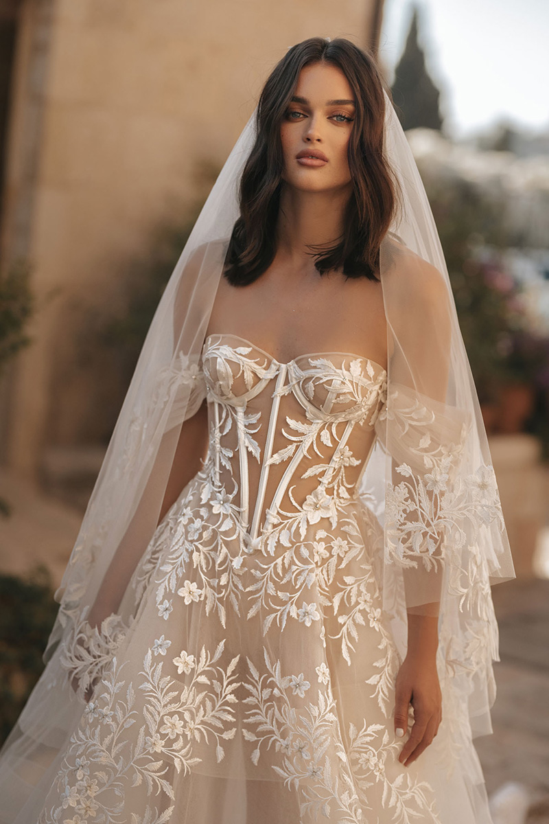 tendencia en velos de novia flores