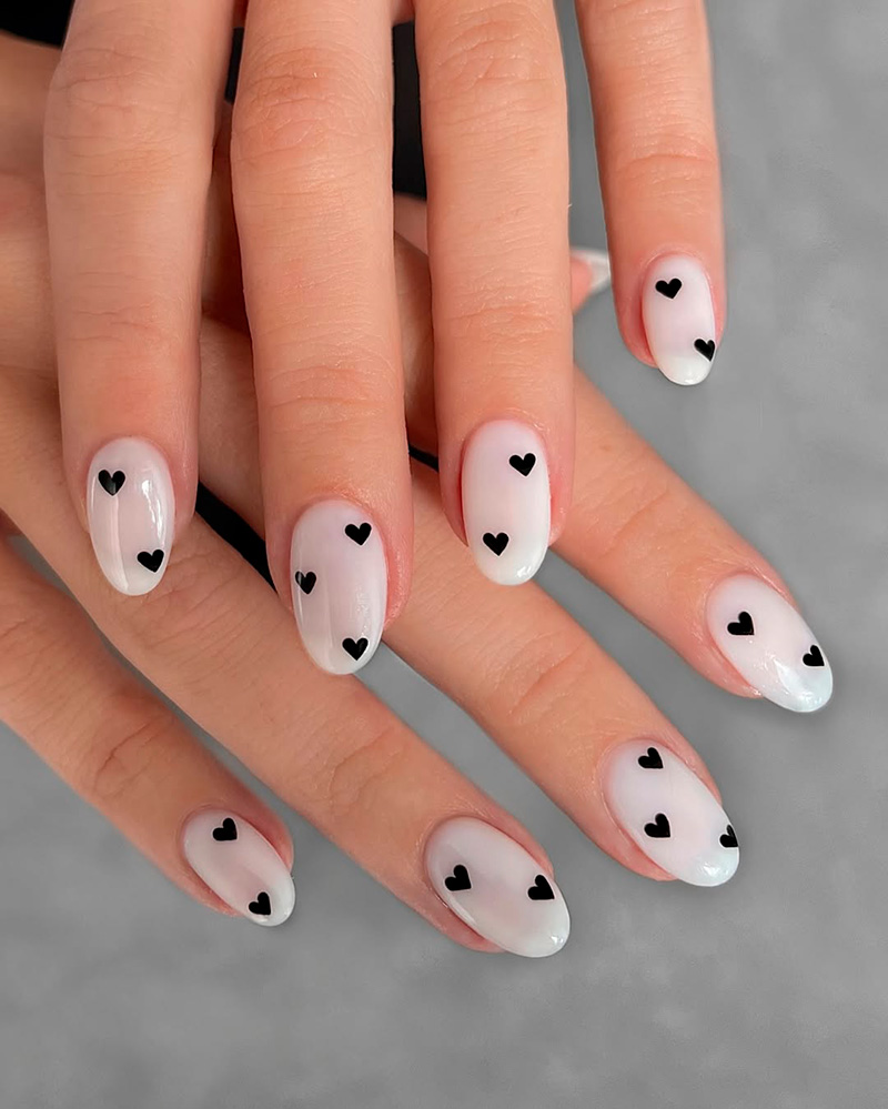 disenos unas negras para san valentin